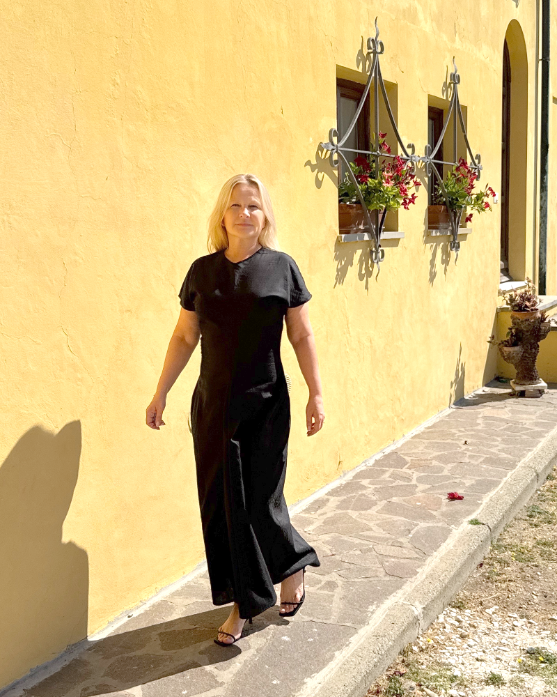 Klänning lång linne/bomull svart