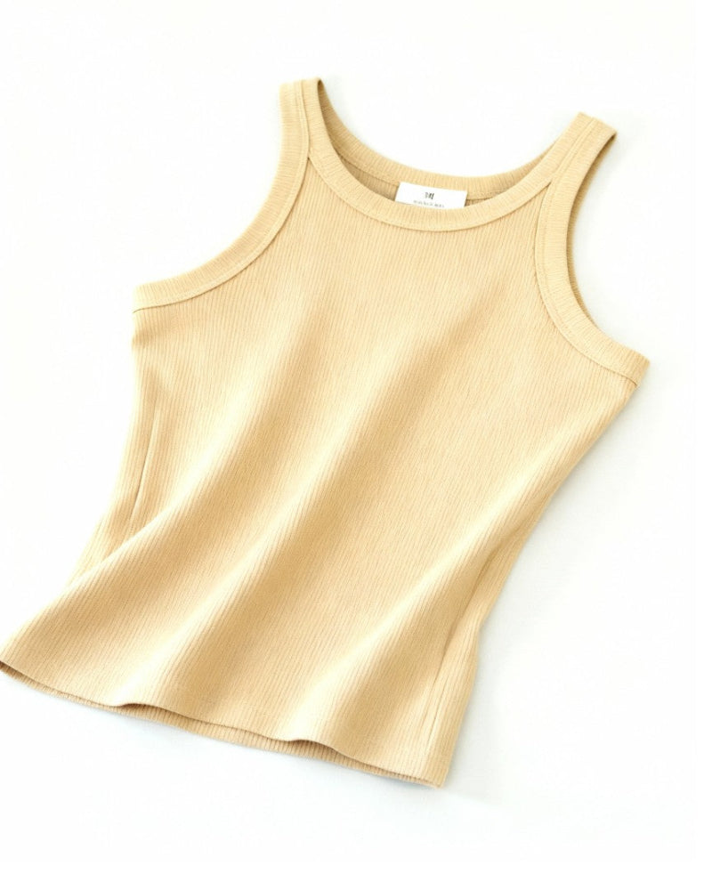 Tank top ribbad beige