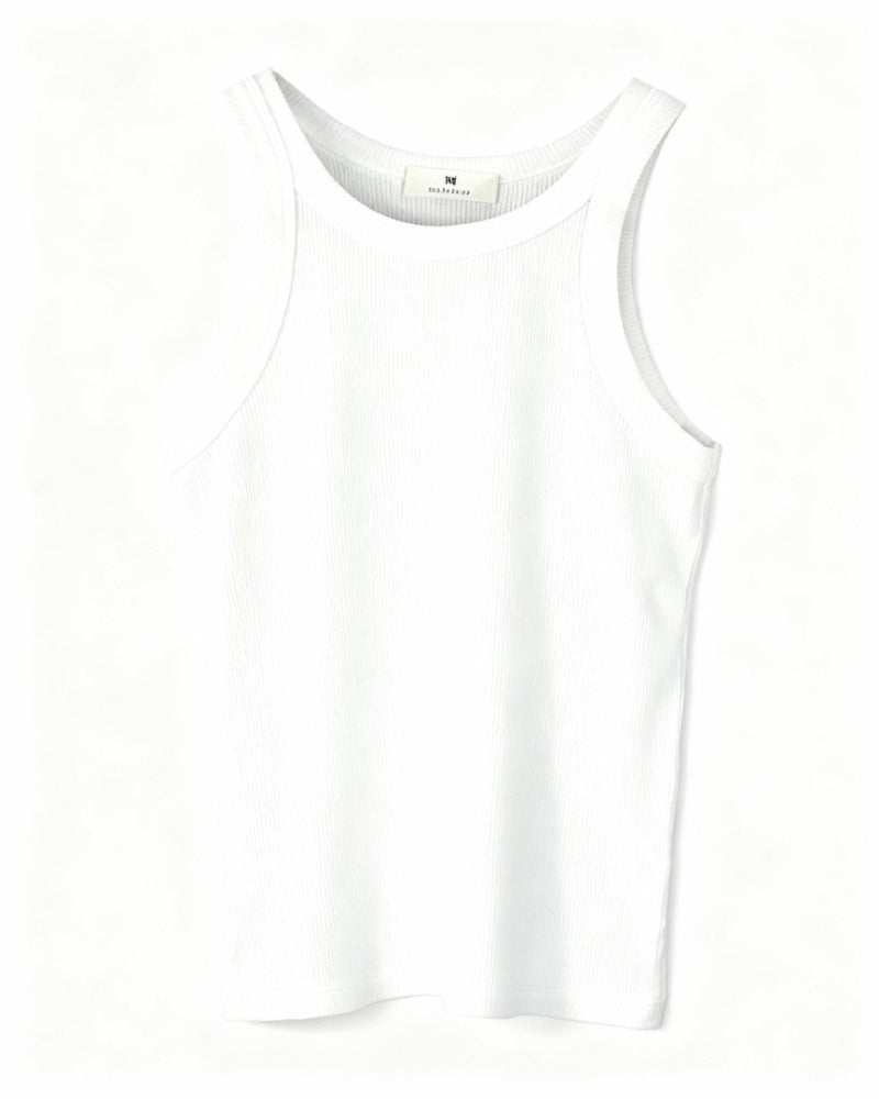 Tank top ribbad vit