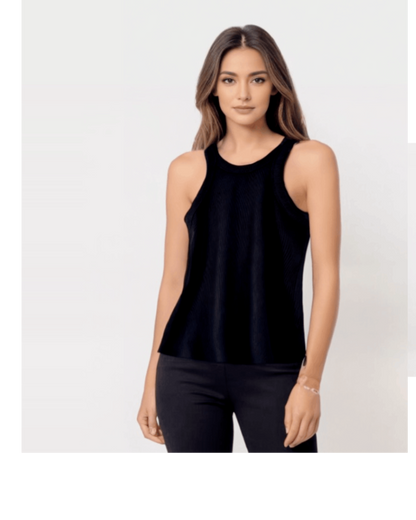 Tank top ribbad svart