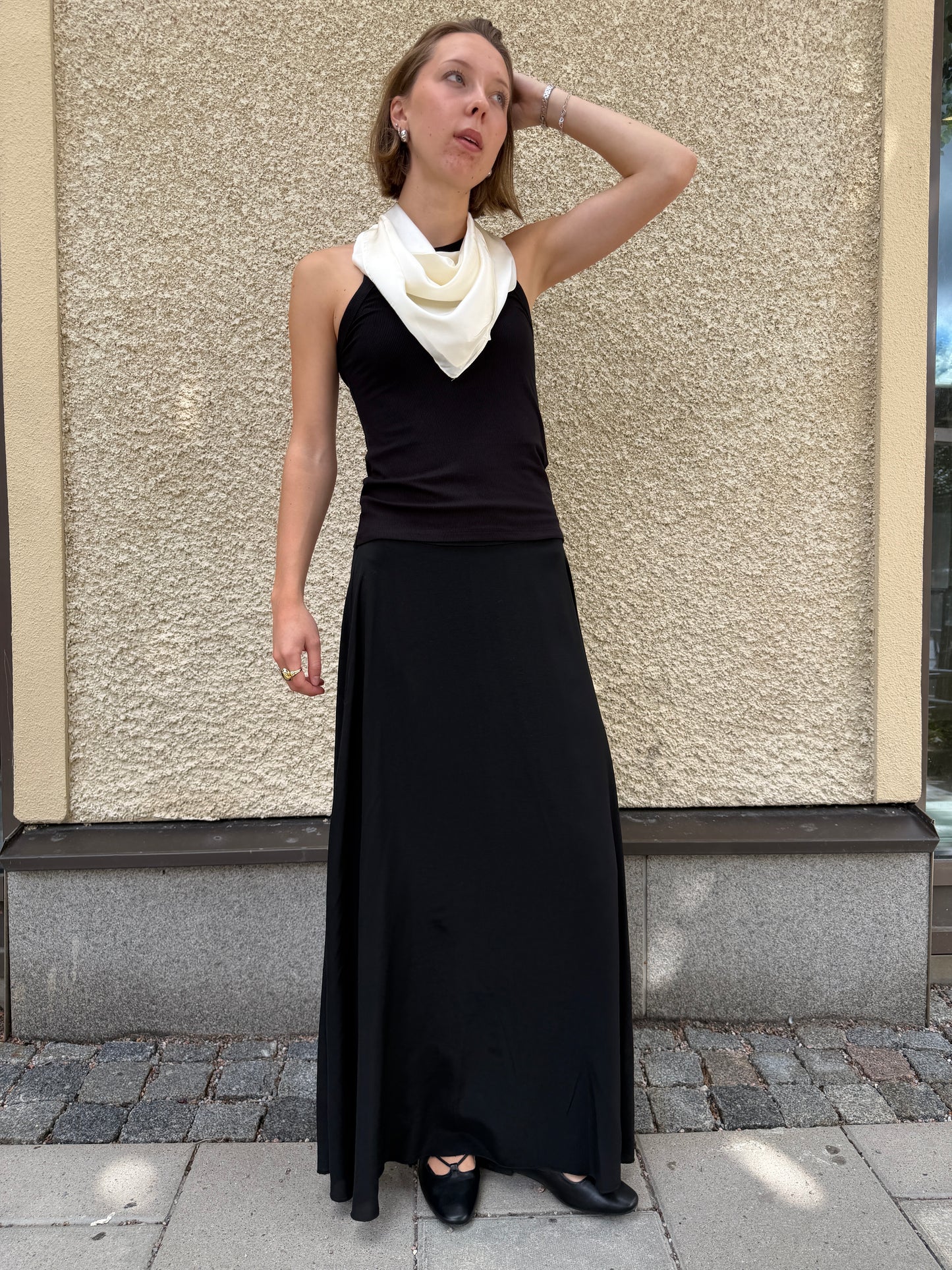 Scarf i siden - cream