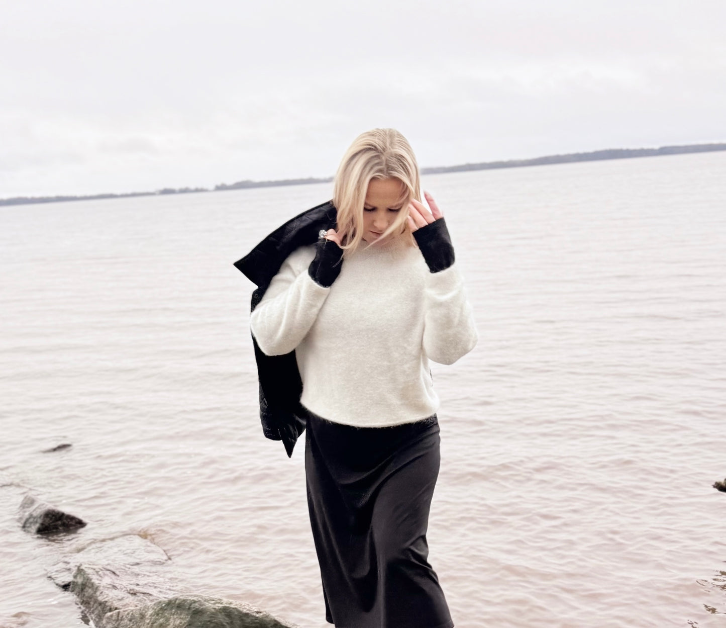 Alpacka/ull tröja vit