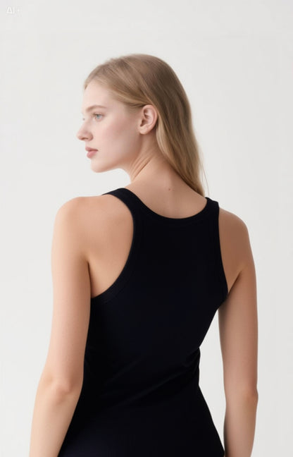 Tank top ribbad svart