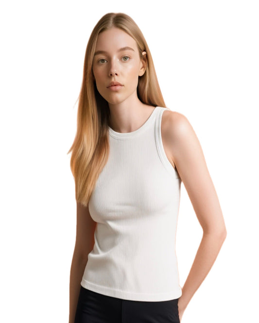 Tank top ribbad vit