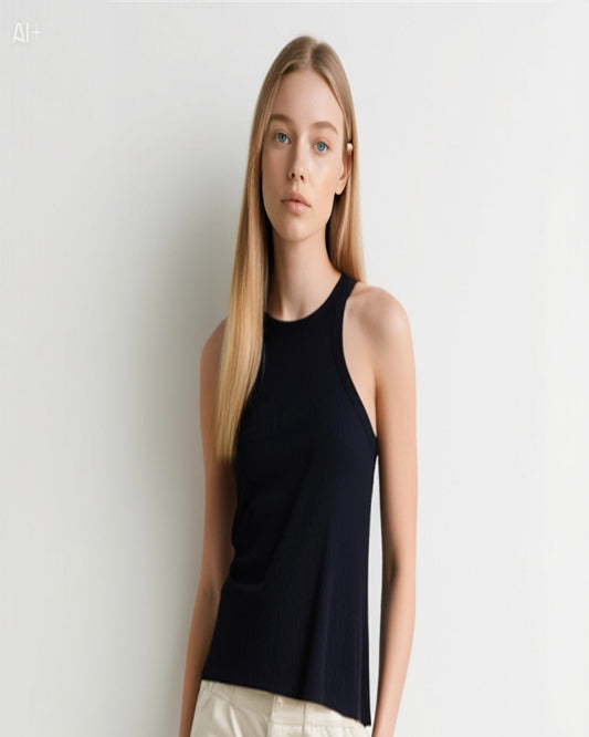 Tank top ribbad svart