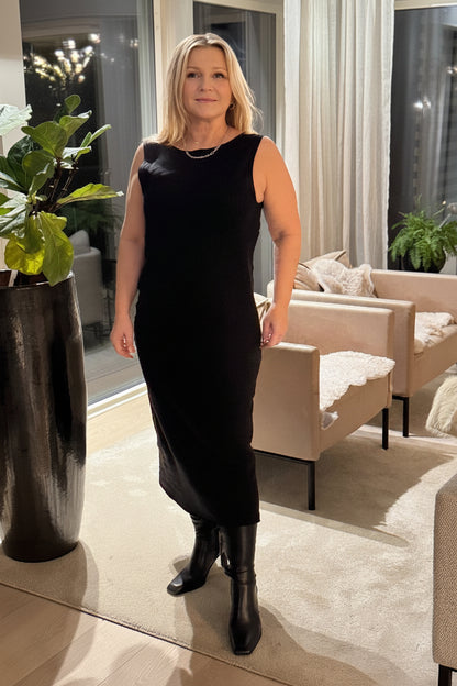 klänning linne/viskos svart