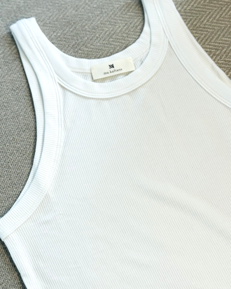 Tank top ribbad vit