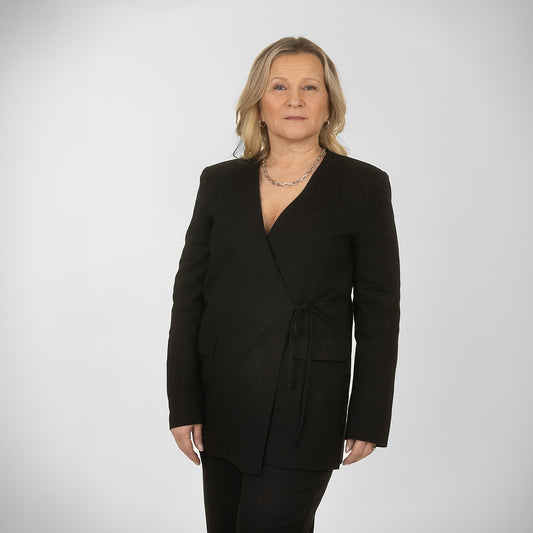 Kavaj linne viskos svart