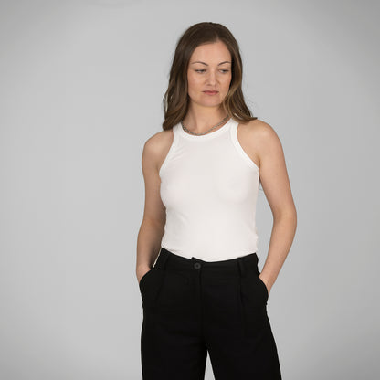 Tank top ribbad vit