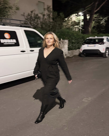 Kavaj linne viskos svart