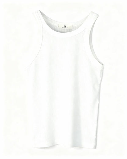 Tank top ribbad vit