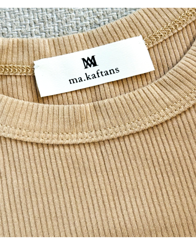 Tank top ribbad beige